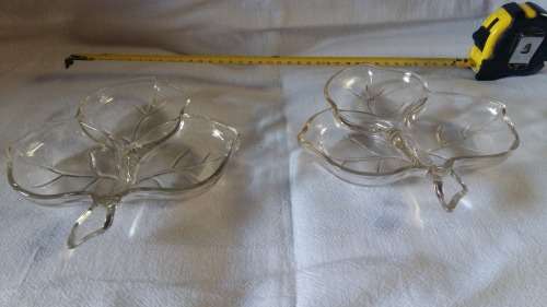 2 x cut glass rounded leaf 3 division server